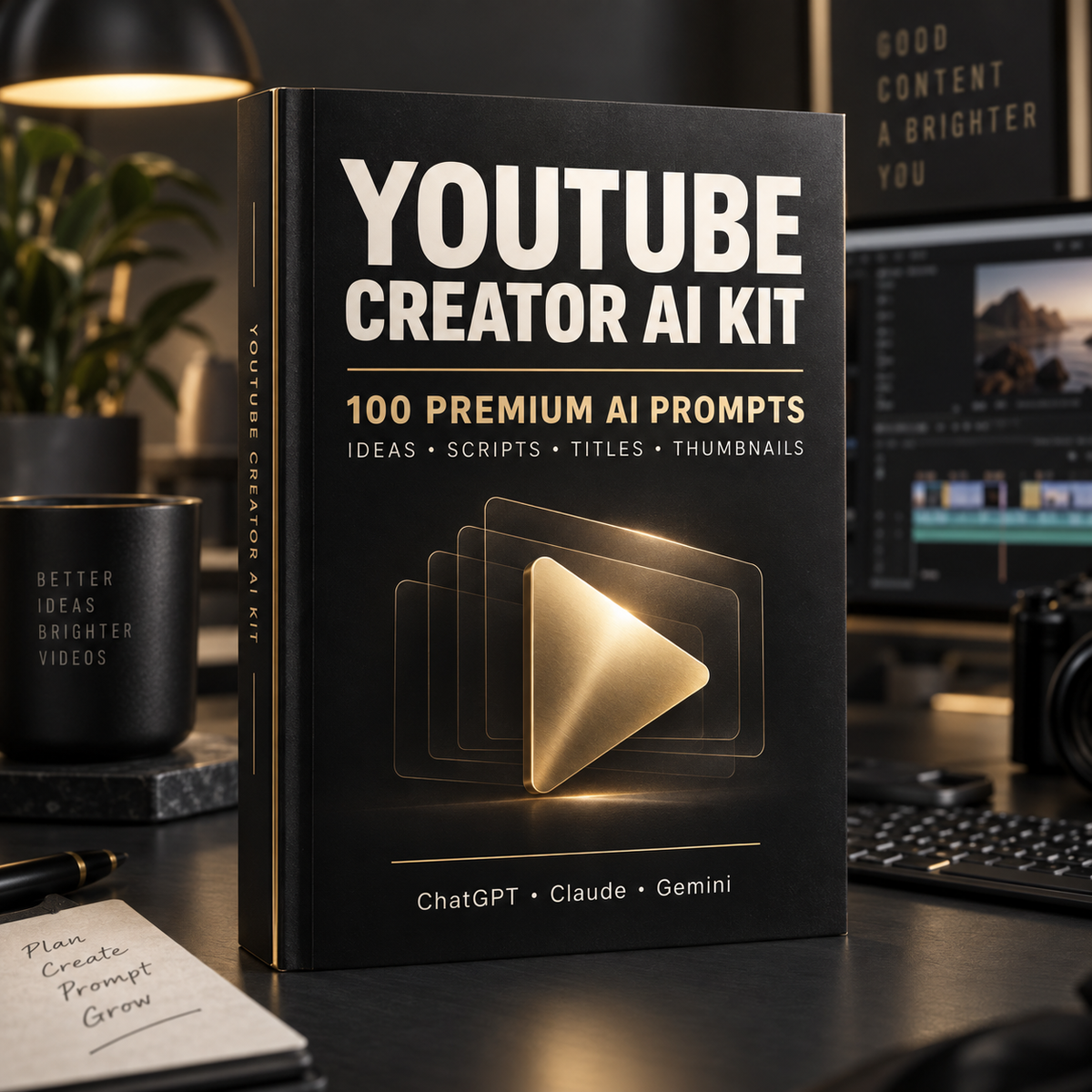 YouTube Creator AI Kit – 100 Premium Prompts — included in the 3-kit bundle