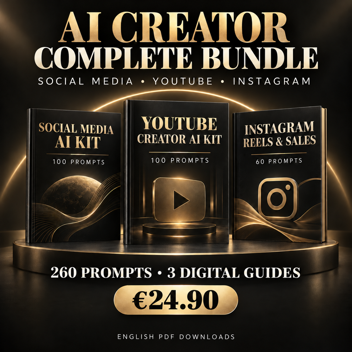 AI Creator Complete Bundle – Social Media, YouTube & Instagram | 260 Prompts